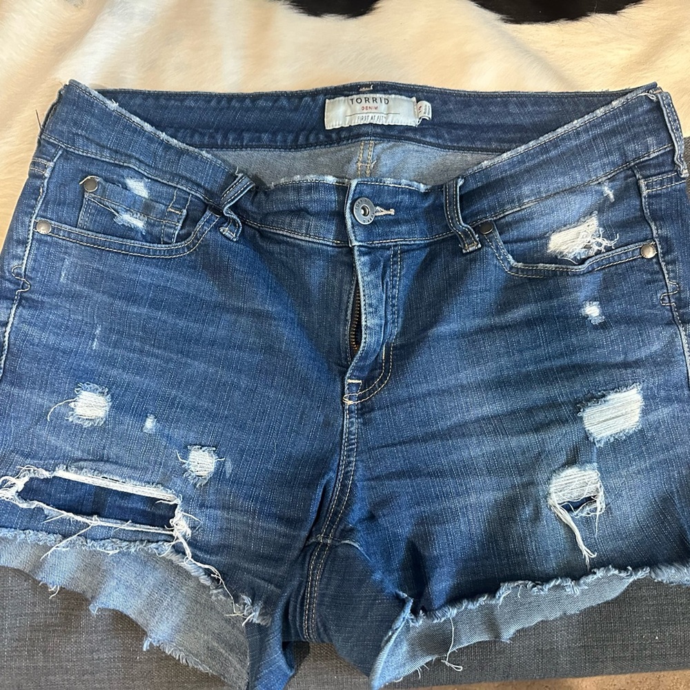 Torrid Distressed Blue Denim Shorts